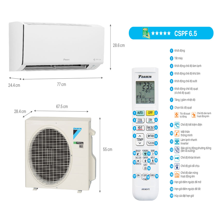 Điều hòa Daikin 2 chiều 9000Btu Inverter FTHF25XVMV - Ảnh 3